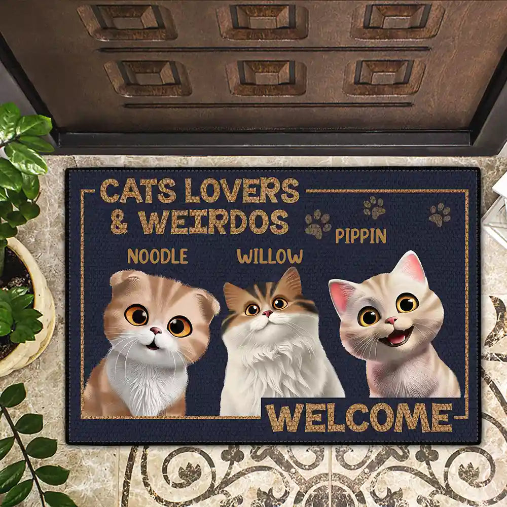 Cat Lovers And Weirdos Welcome - Personalized Doormat
