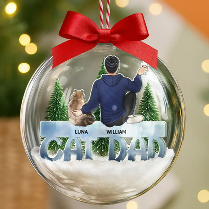 Cat Mom Cat Dad - Personalized 3D Acrylic Ball Ornament