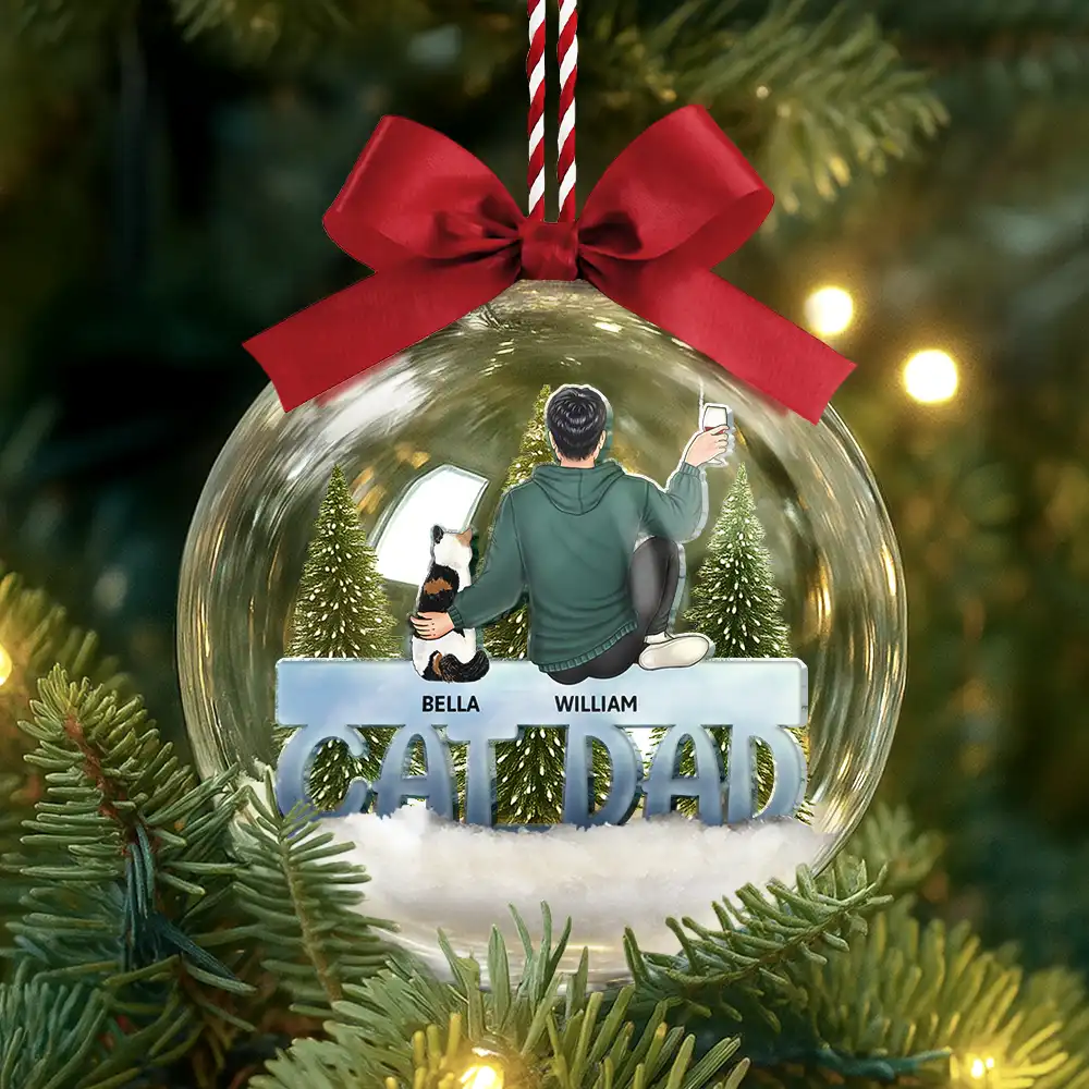 Cat Mom Cat Dad - Personalized 3D Acrylic Ball Ornament