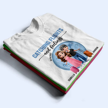 Catching Flights And Feelings Travel Couple 3D Effect - Personalized T Shirt