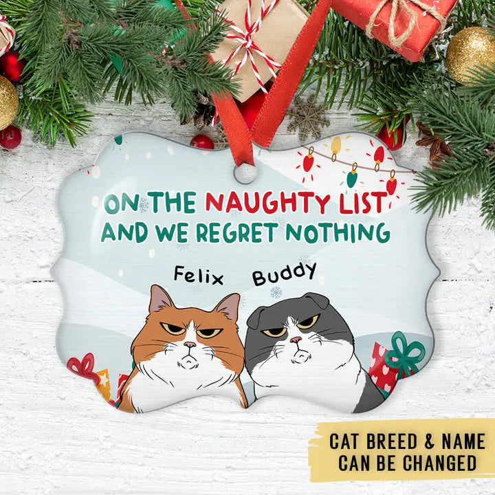 Cats On Naughty List - Personalized Custom Aluminum Ornament ornament The Next Custom Gift