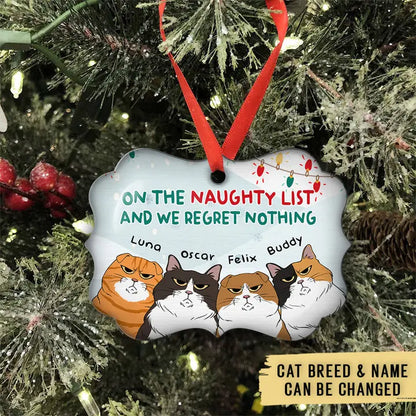 Cats On Naughty List - Personalized Custom Aluminum Ornament ornament The Next Custom Gift