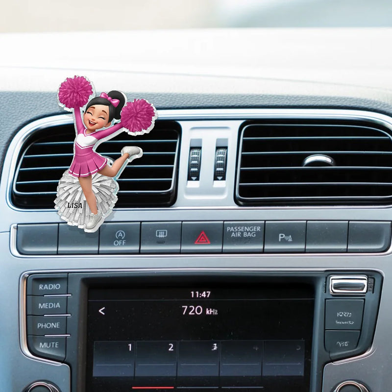 Cheerleader Happy On The Road - Personalized Acrylic Car Vent Clip