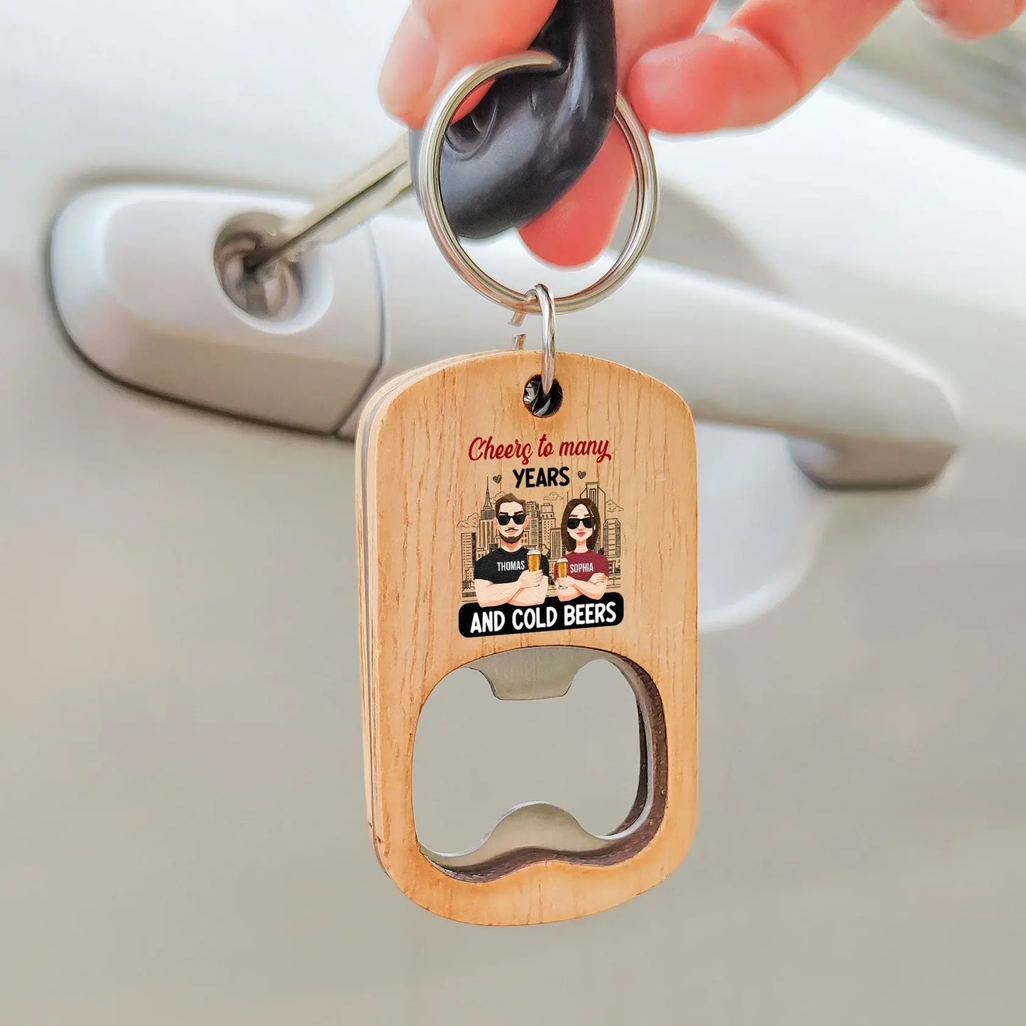 Cheers To Many Years And Cold Beers - Personalized Bottle Opener Keychain Keychain The Next Custom Gift