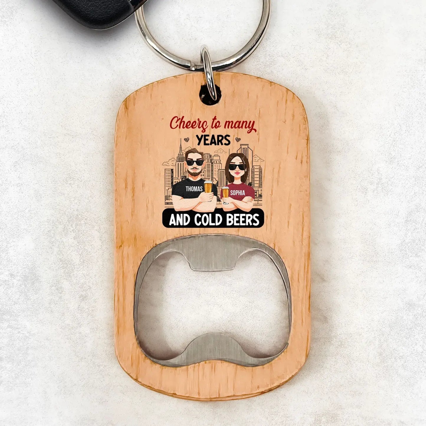 Cheers To Many Years And Cold Beers - Personalized Bottle Opener Keychain Keychain The Next Custom Gift