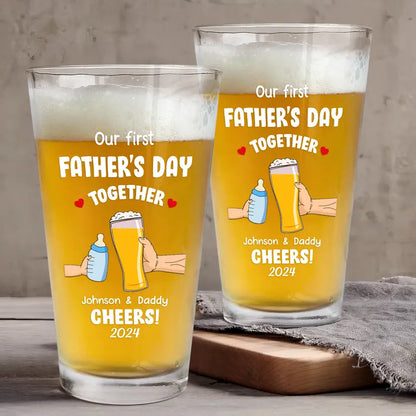 Cheers! Our First Father's Day - Personalized Beer Glass Beer Glass The Next Custom Gift