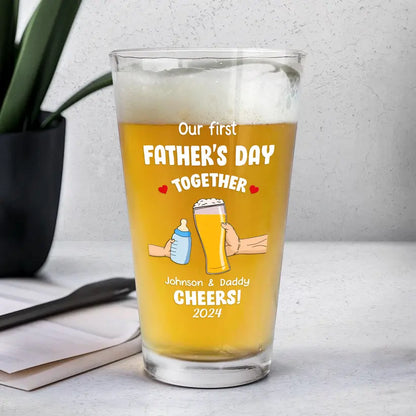 Cheers! Our First Father's Day - Personalized Beer Glass Beer Glass The Next Custom Gift