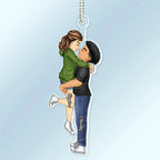 Chibi Couple Kissing - Anniversary Gift For Couples - Personalized Acrylic Car Hanger ornament The Next Custom Gift