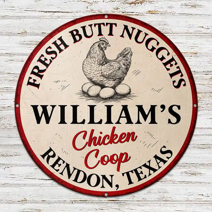 Chicken Coop Farm Fresh Eggs - Personalized Custom Shaped Metal Sign