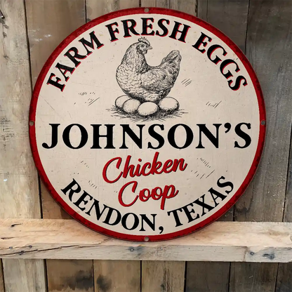 Chicken Coop Farm Fresh Eggs - Personalized Custom Shaped Metal Sign