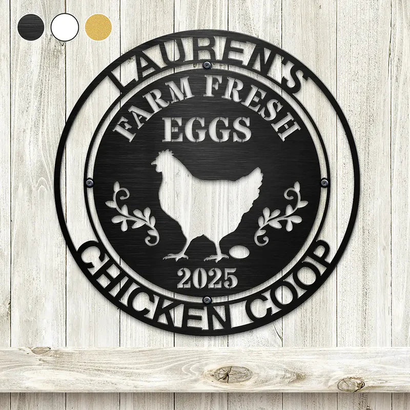 Chicken Coop Farm House Farm Fresh Eggs - Personalized Cutout Metal Sign