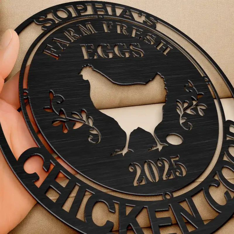 Chicken Coop Farm House Farm Fresh Eggs - Personalized Cutout Metal Sign