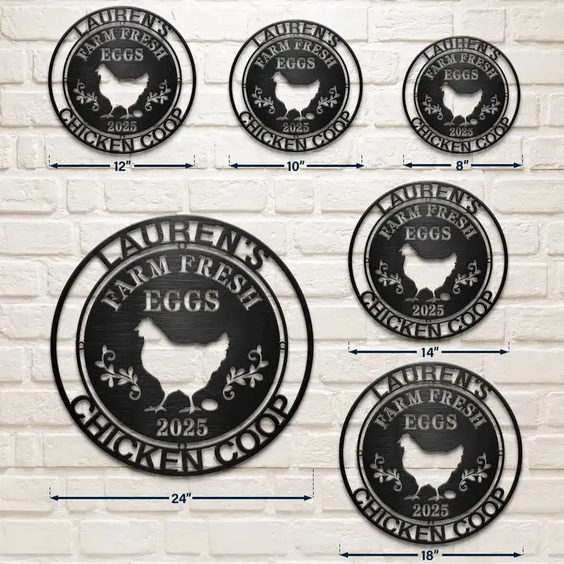 Chicken Coop Farm House Farm Fresh Eggs - Personalized Cutout Metal Sign