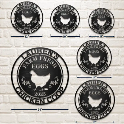 Chicken Coop Farm House Farm Fresh Eggs - Personalized Cutout Metal Sign