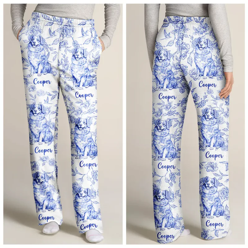 Chinoiserie Toile Dog Cat - Personalized Pajama Pants