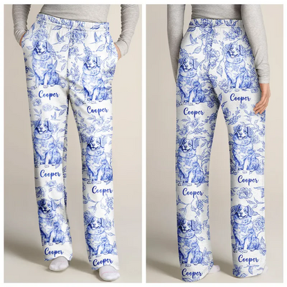 Chinoiserie Toile Dog Cat - Personalized Pajama Pants