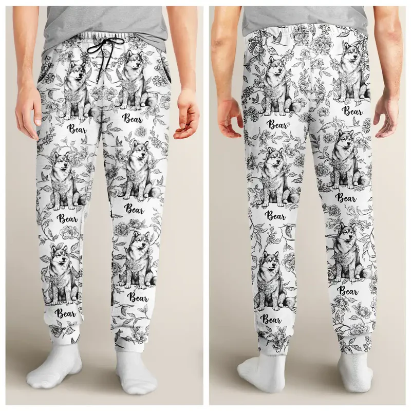 Chinoiserie Toile Dog Cat - Personalized Pajama Pants