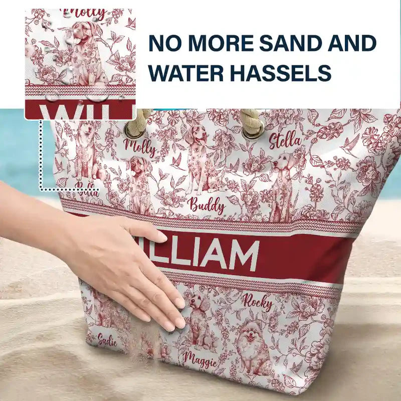 Chinoiserie Toile Dog Mom Cat Mom - Personalized Beach Bag