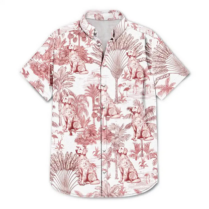 Chinoiserie Toile Dog Tropical Pattern - Personalized Hawaiian Shirt