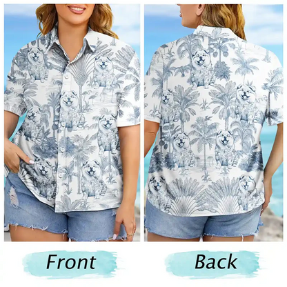 Chinoiserie Toile Dog Tropical Pattern - Personalized Hawaiian Shirt