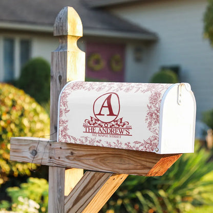 Chinoiserie Toile Monogram And Family Name - Personalized Mailbox Cover