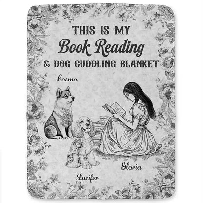 Chinoiserie Toile My Book Reading And Dog Cuddling - Personalized Fleece Blanket