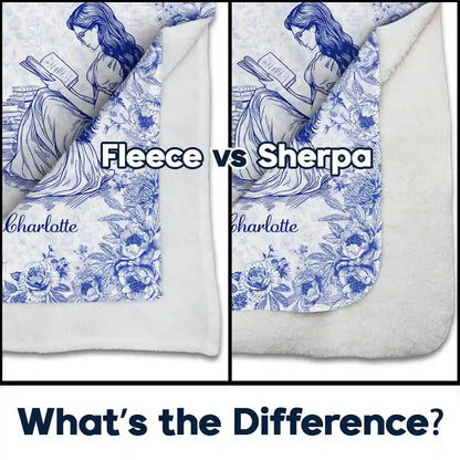 Chinoiserie Toile My Book Reading And Dog Cuddling - Personalized Fleece Blanket