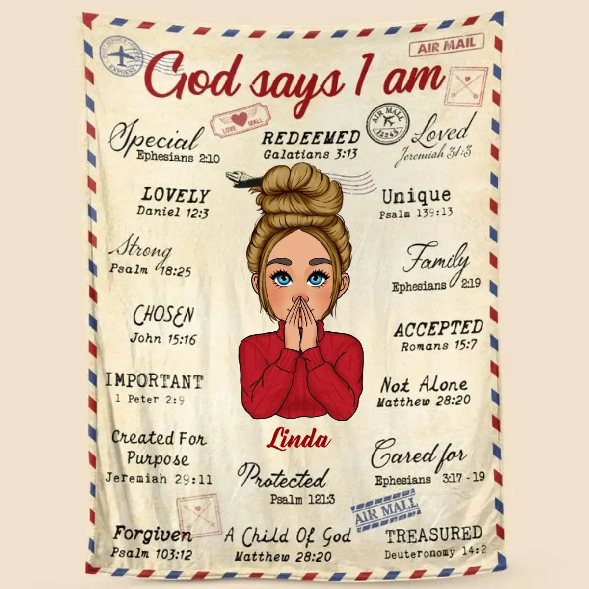 Christian - God Says I Am - Meaningful Gifts for Birthday - Personalized Blanket (TL) Blanket The Next Custom Gift