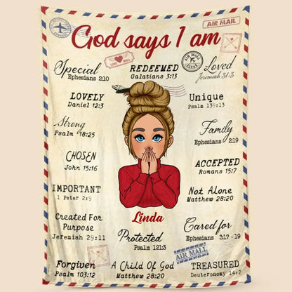 Christian - God Says I Am - Meaningful Gifts for Birthday - Personalized Blanket (TL) Blanket The Next Custom Gift