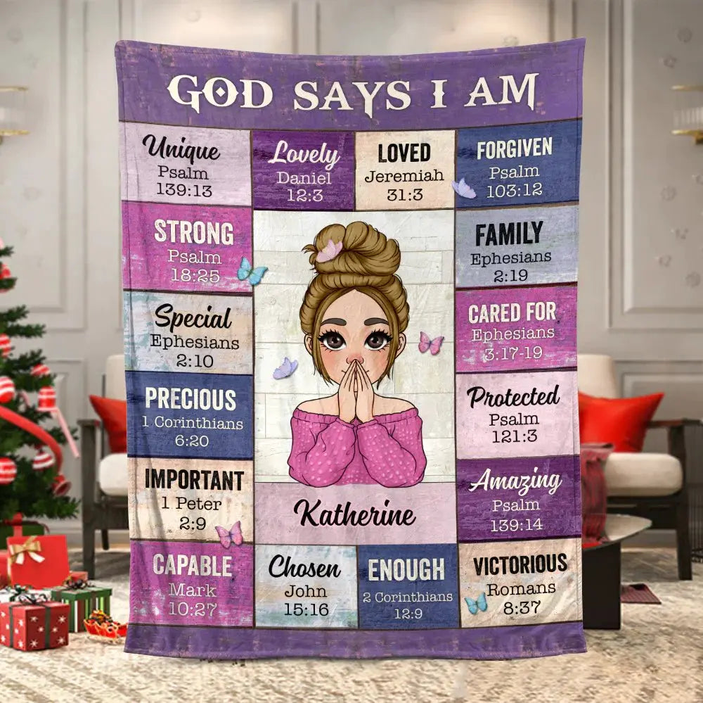 Christian - God Says I Am Pink Photo,Meaningful Gifts for Birthday - Personalized Blanket (TC) Blanket The Next Custom Gift