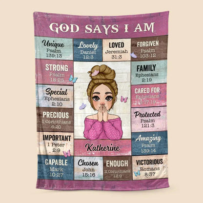 Christian - God Says I Am Pink Photo,Meaningful Gifts for Birthday - Personalized Blanket (TC) Blanket The Next Custom Gift