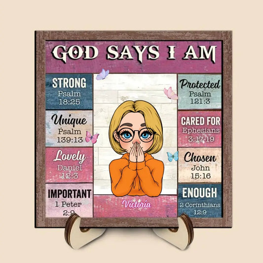 Christian - God Says I Am (Pink Blue) - Personalized Custom (TL)  The Next Custom Gift