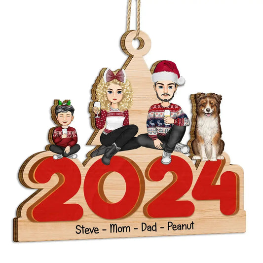 Christmas 2024 Family - Personalized Wooden Cutout Ornament Ornament The Next Custom Gift