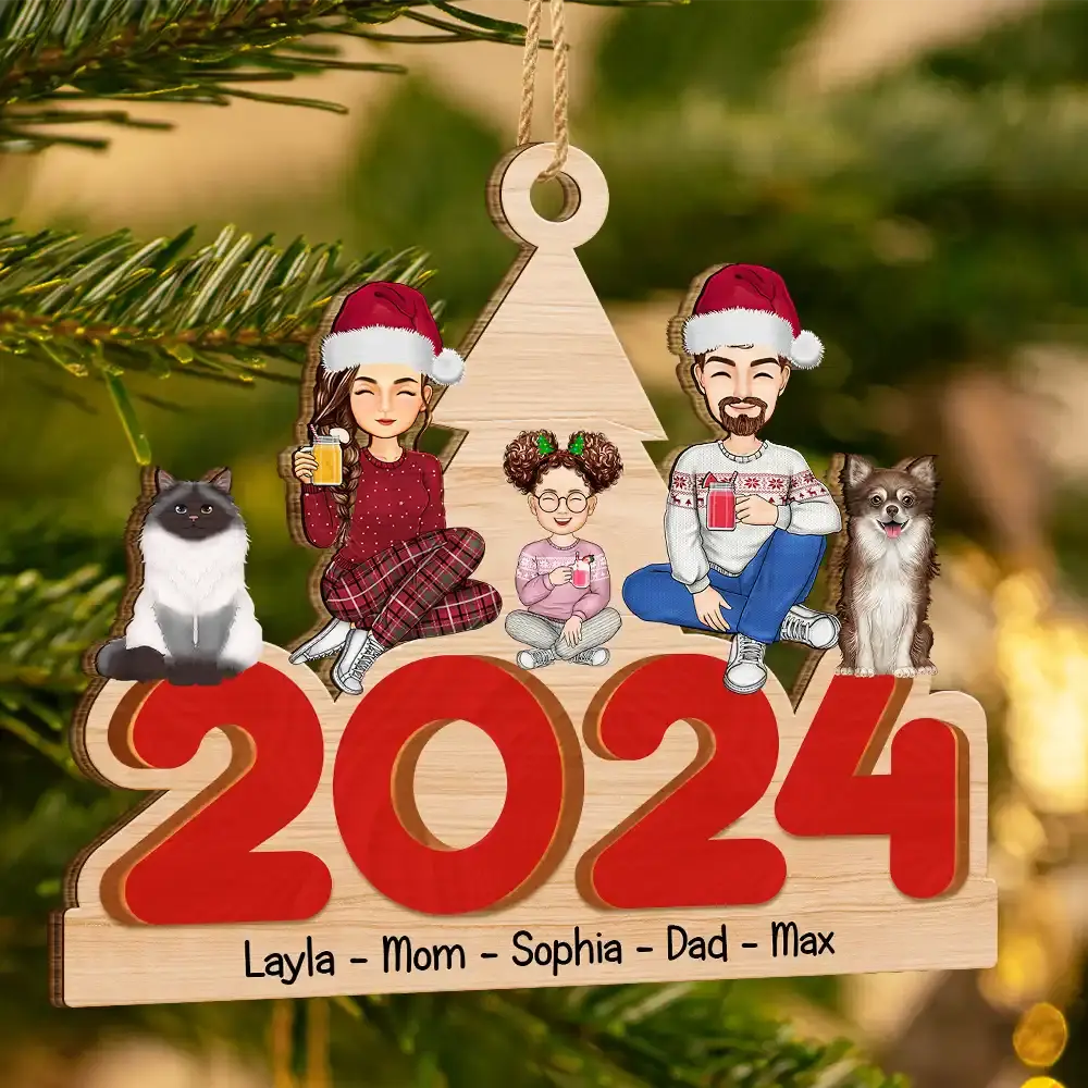 Christmas 2024 Family - Personalized Wooden Cutout Ornament Ornament The Next Custom Gift