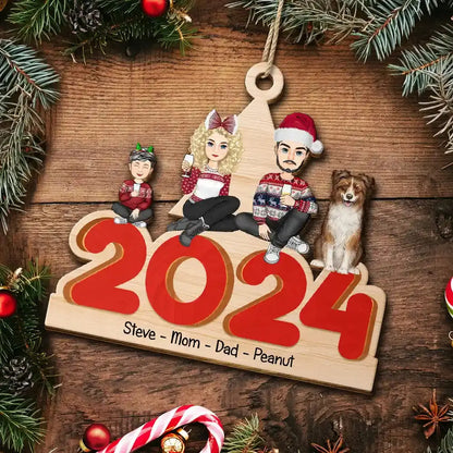 Christmas 2024 Family - Personalized Wooden Cutout Ornament Ornament The Next Custom Gift