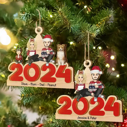 Christmas 2024 Family - Personalized Wooden Cutout Ornament Ornament The Next Custom Gift