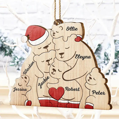 Christmas Bear Family - Personalized Custom Shaped Wooden Ornament Ornament The Next Custom Gift