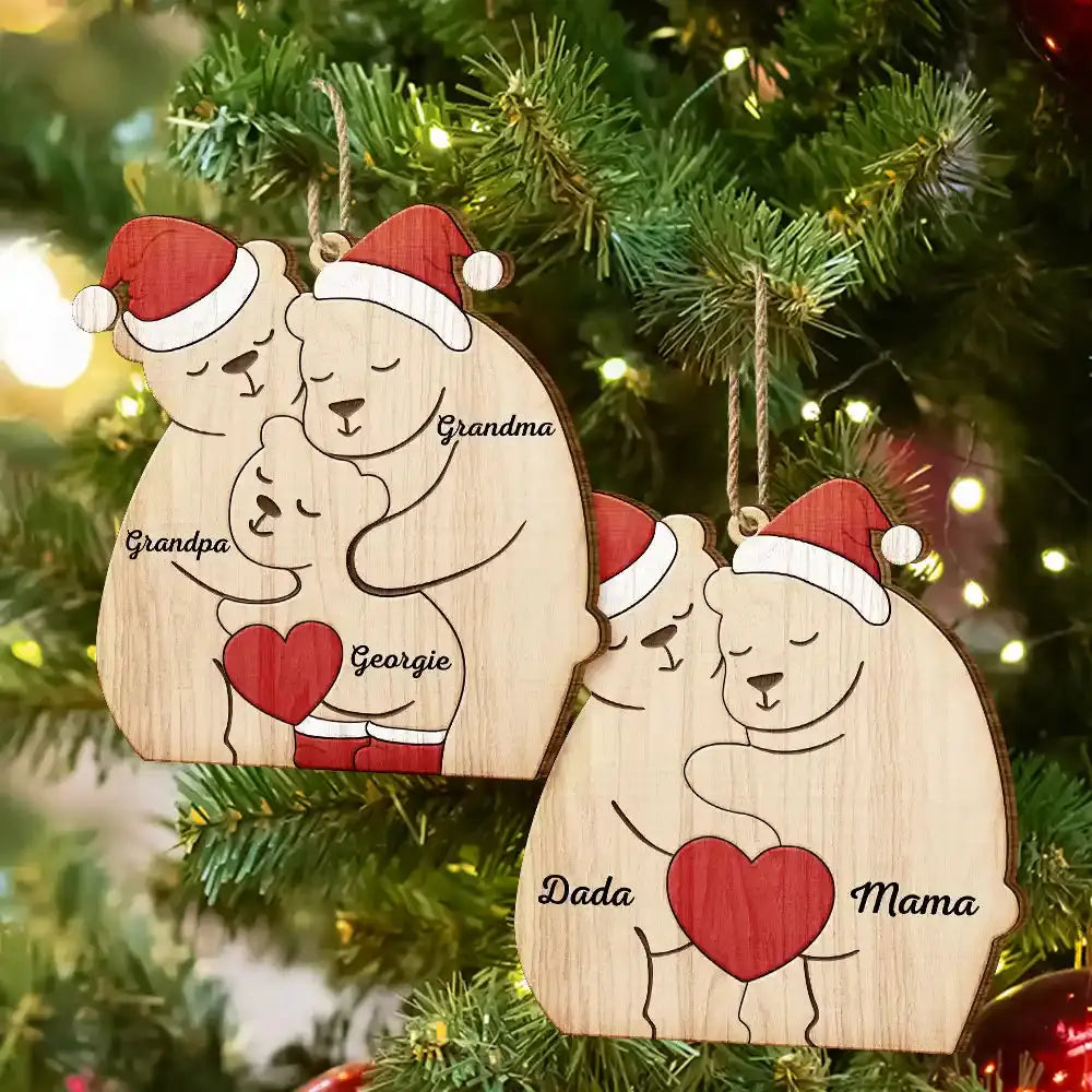 Christmas Bear Family - Personalized Custom Shaped Wooden Ornament Ornament The Next Custom Gift