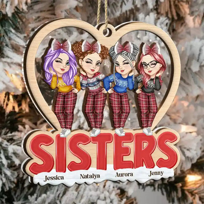 Christmas Bestie Sister - Personalized 2-Layered Mix Ornament Ornament The Next Custom Gift