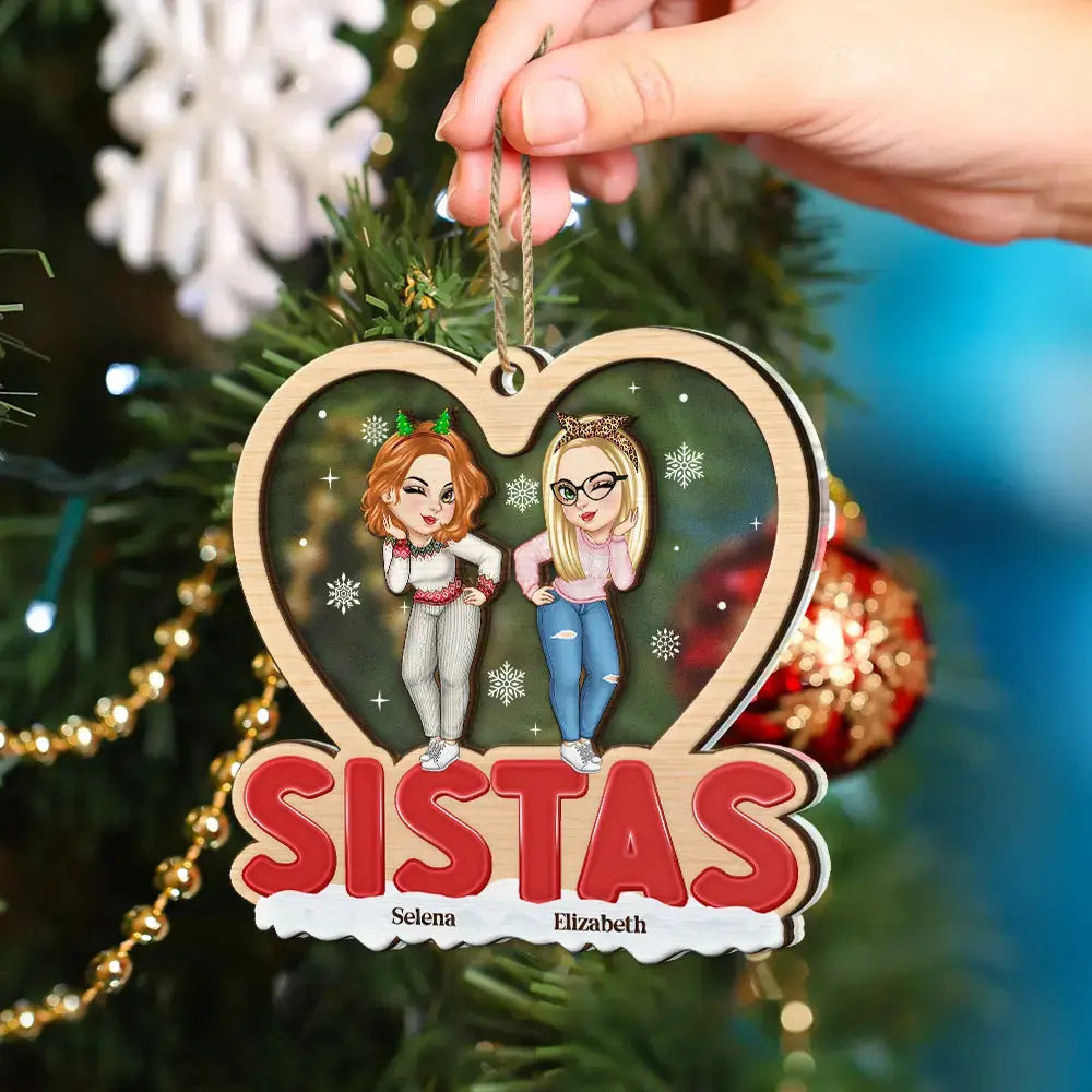 Christmas Bestie Sister - Personalized 2-Layered Mix Ornament Ornament The Next Custom Gift