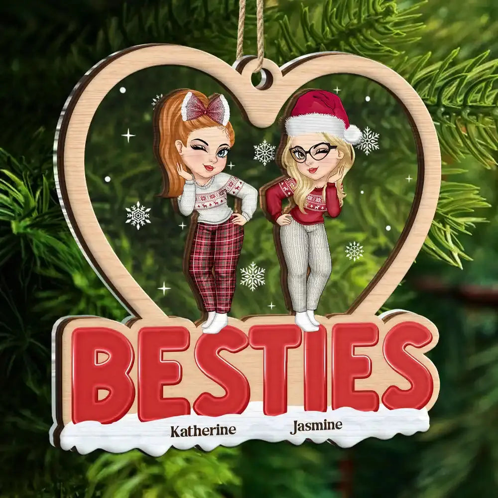 Christmas Bestie Sister - Personalized 2-Layered Mix Ornament Ornament The Next Custom Gift