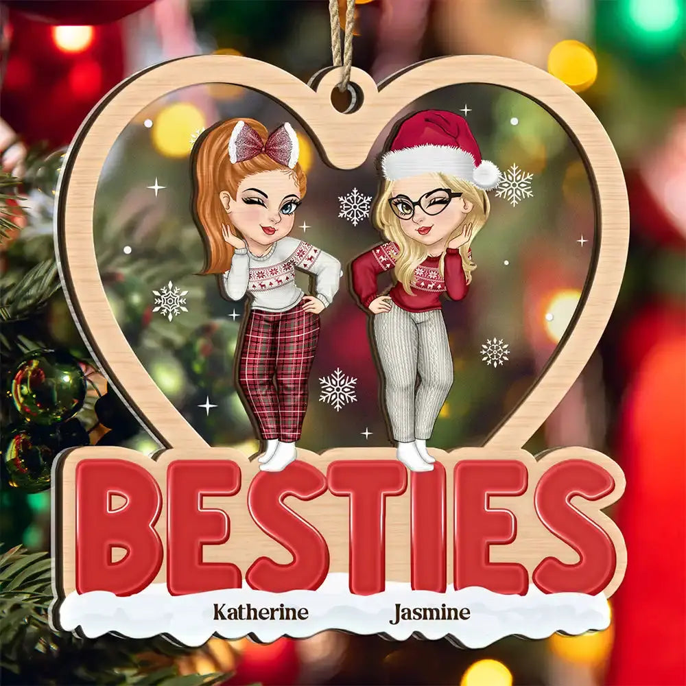 Christmas Bestie Sister - Personalized 2-Layered Mix Ornament Ornament The Next Custom Gift