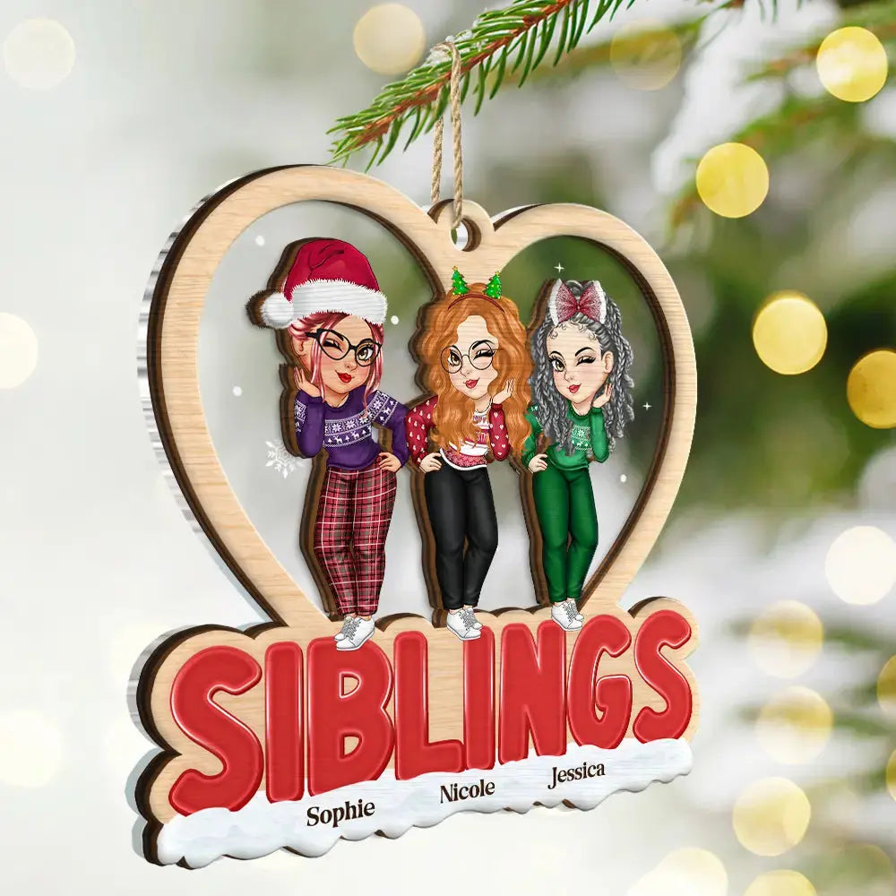 Christmas Bestie Sister - Personalized 2-Layered Mix Ornament Ornament The Next Custom Gift