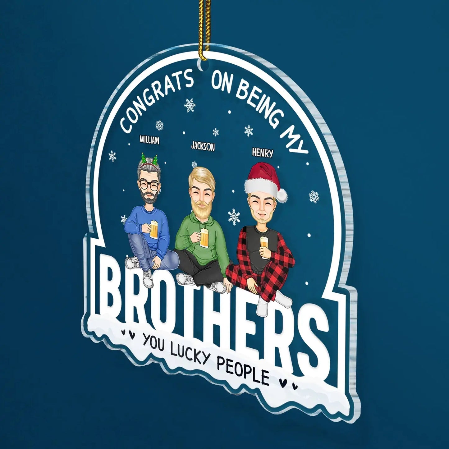 Christmas Cartoon Congrats On Being My Siblings - Gift For Brothers & Sisters - Personalized Custom Shaped Acrylic Ornament ornament The Next Custom Gift