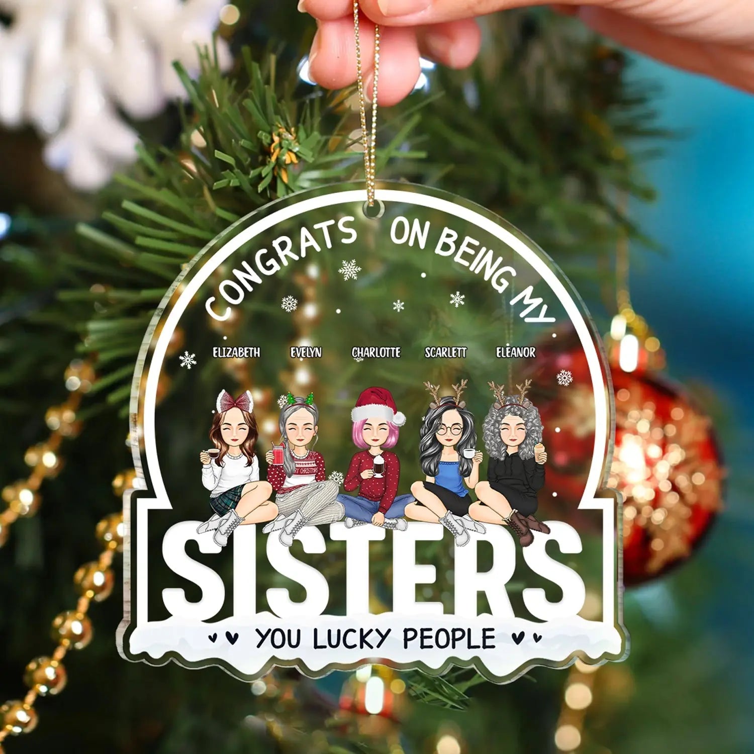 Christmas Cartoon Congrats On Being My Siblings - Gift For Brothers & Sisters - Personalized Custom Shaped Acrylic Ornament ornament The Next Custom Gift