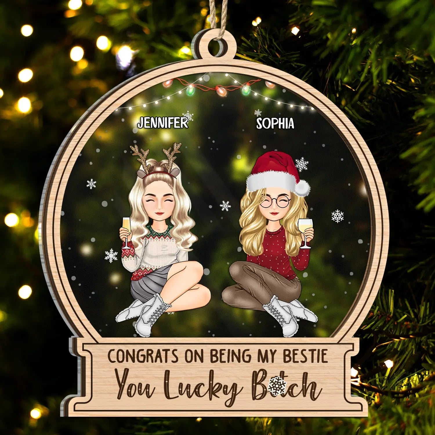 Christmas Congrats On Being My Best Friends Siblings Coworkers - Gift For Bestie, Siblings - Personalized 2-Layered Mix Ornament Ornament The Next Custom Gift