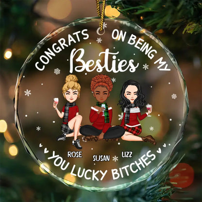 Christmas Congrats On Being My Bestie - Personalized Circle Glass Ornament ornament The Next Custom Gift