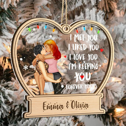 Christmas Couple Forever Yours - Gift For Couples - Personalized 2-Layered Mix Ornament ornament The Next Custom Gift