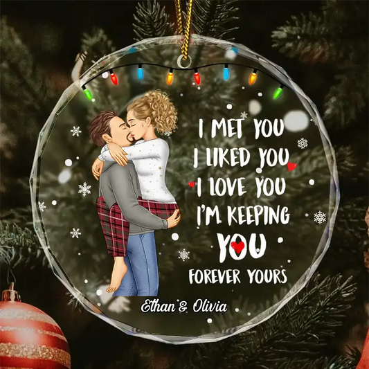 Christmas Couple Forever Yours - Personalized Circle ornament The Next Custom Gift