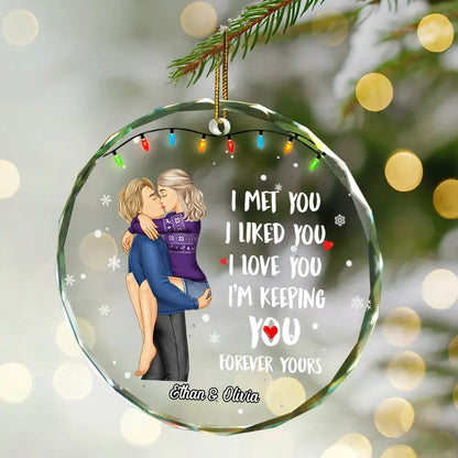 Christmas Couple Forever Yours - Personalized Circle ornament The Next Custom Gift